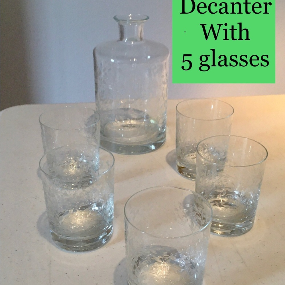 Crystal Decanter with 5 Glasses